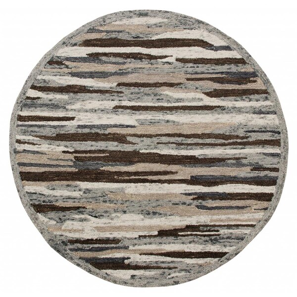 Palacedesigns 4 ft. Round Brown & Gray Camouflage Area Rug PA3096198 - main
